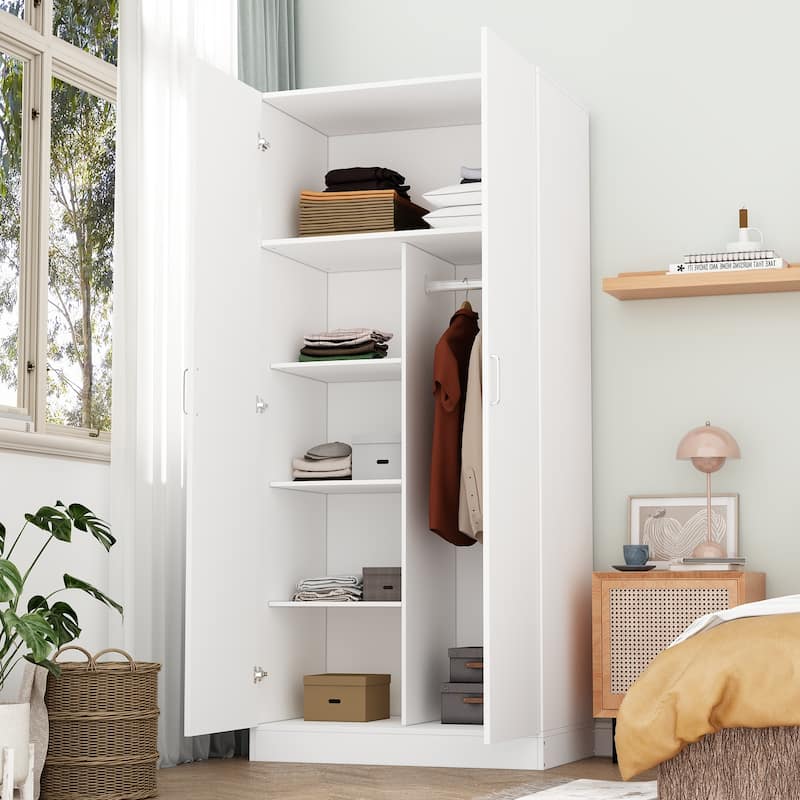 5-Tier Amoires Wardrobe Cabinet With 2 Doors