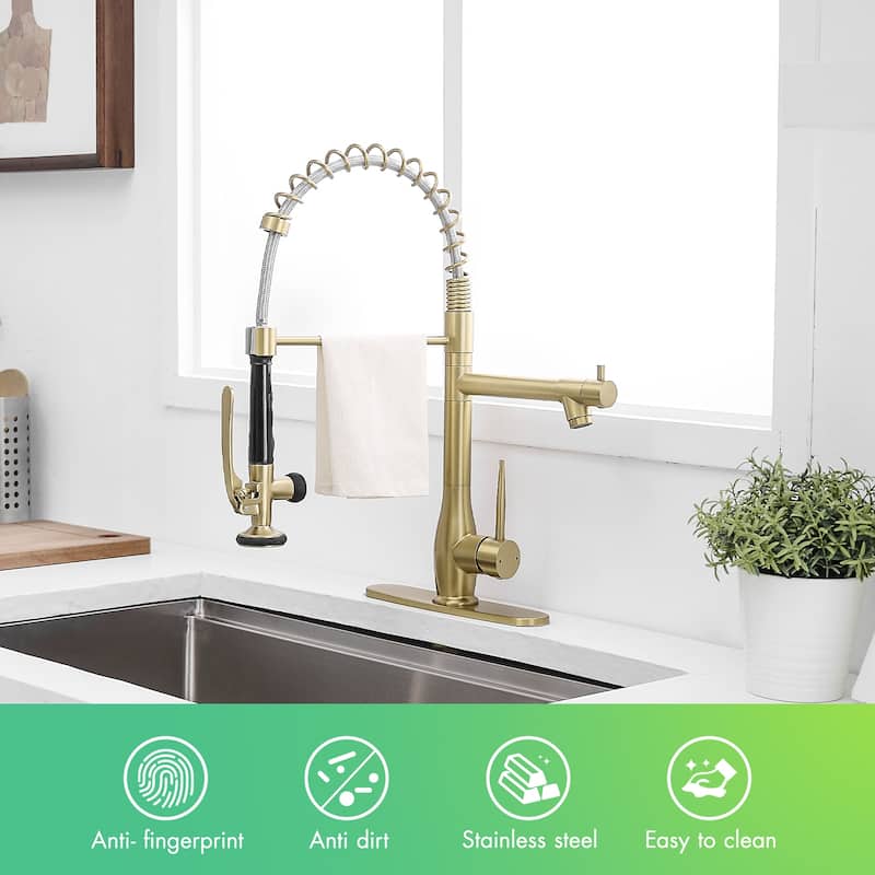 Single Handle Pull Down 360 Degree Rotation Kitchen Faucet with Deckplate