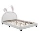 preview thumbnail 27 of 31, Rabbit Themed Platform Bed Full Size PU Leather Upholstered Bed with Sturdy Pinewood Frame and Slatted Support