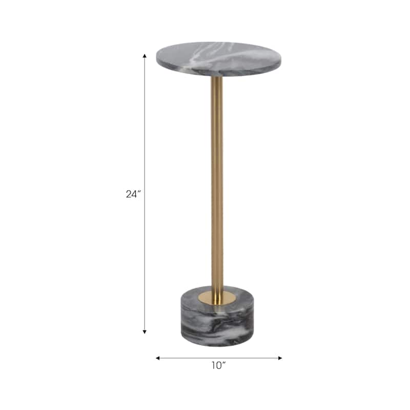 Modern End Table with Marble Top and Aluminum Base - 25" - 24.25"