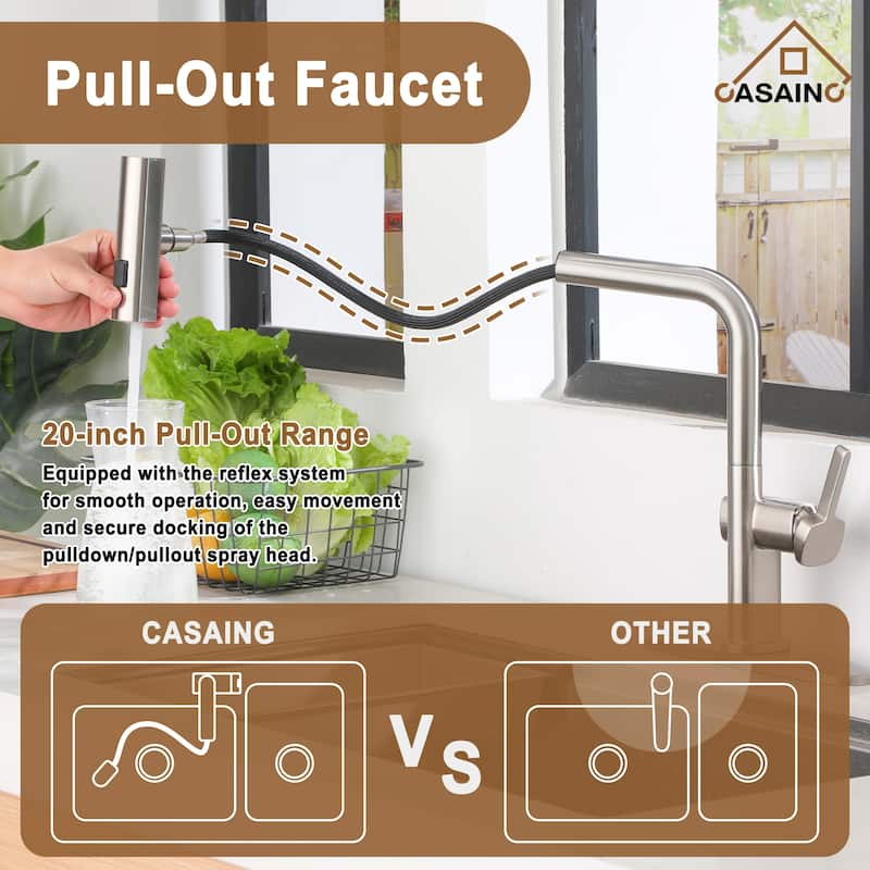 Single Handle Pull Down Sprayer Kitchen Faucet with Motion Sense Wave, Power Boost