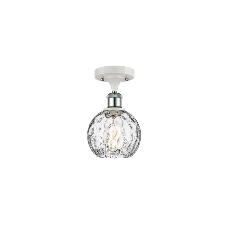 Innovations Lighting Athens Water Glass - 1 Light 6" Semi-Flush Mount - Clear Water Glass/White and Polished Chrome