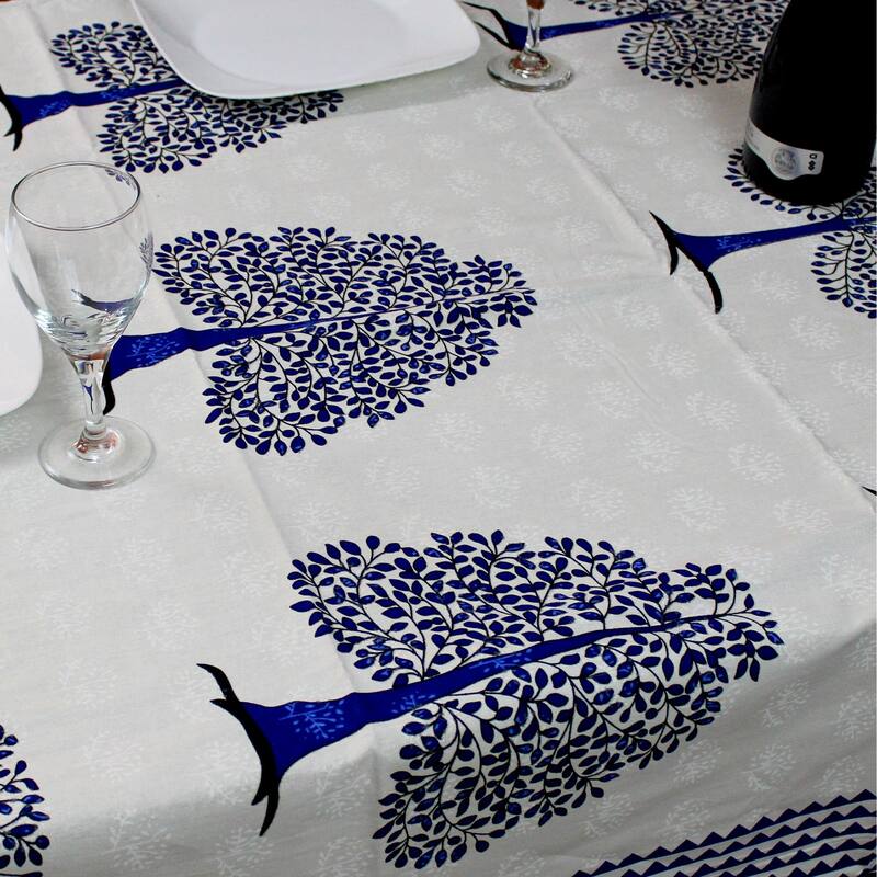 Cotton Regale Tree Of Life Print Floral Tablecloth Collection - 88 x 102 inches
