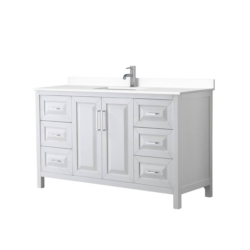 Wyndham Collection Daria 60" Free Standing Single Basin Vanity Set - White / White Cultured Marble Top / Polished
