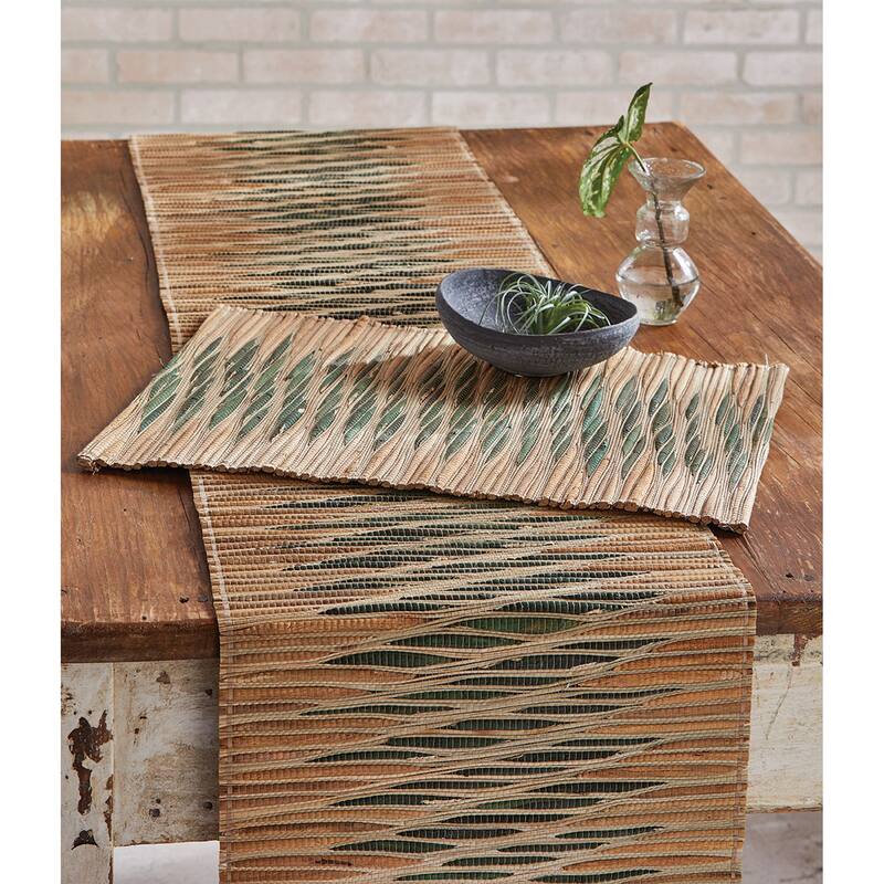 Bali Runner Green Multi Table Runner - Water Hyacinth, 72" L x 14" W, Wipe Clean, Perfect for Spring Decor