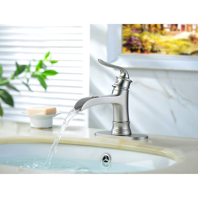 Bathroom Faucet Waterfall Single Handle Vessel Sink Faucet Deck Mount Vanity Faucets