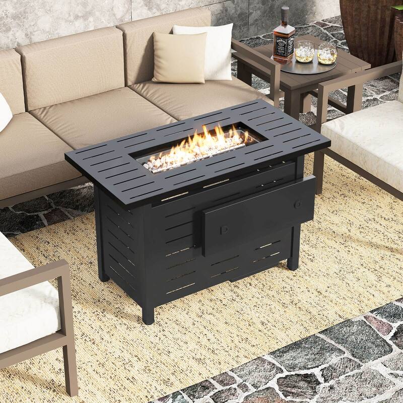 Costway 40-Inch Outdoor Propane Fire Pit with Lava Rocks Removable Lid - See Details