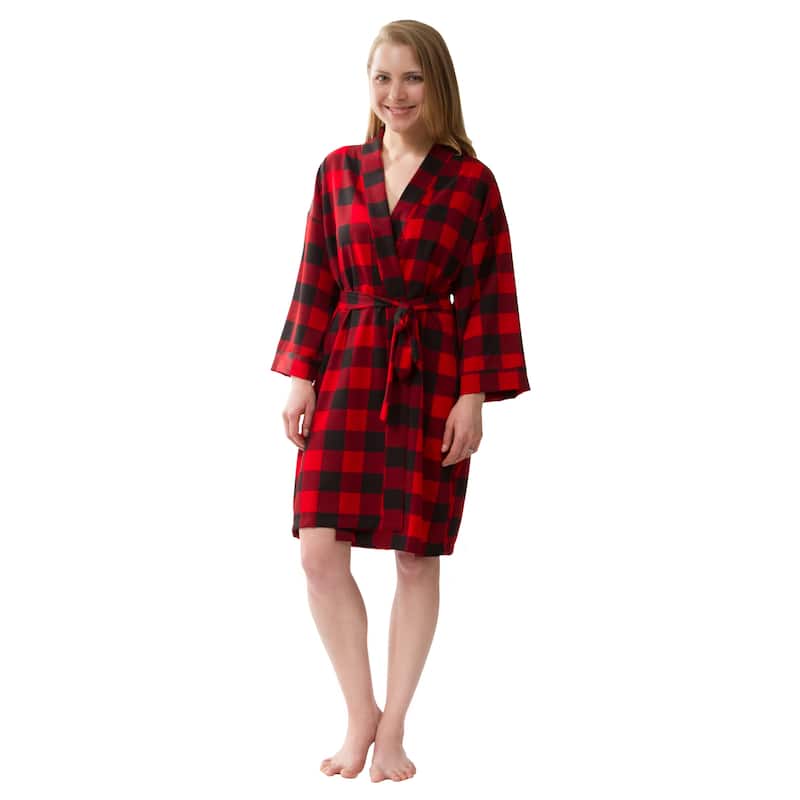 Buffalo Plaid Robe, Women's Plaid Robe Knee Length