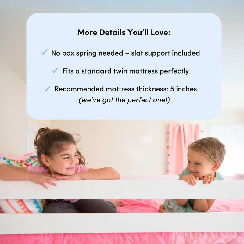 Max and Lily Twin over Twin Low Bunk with Guard Rails