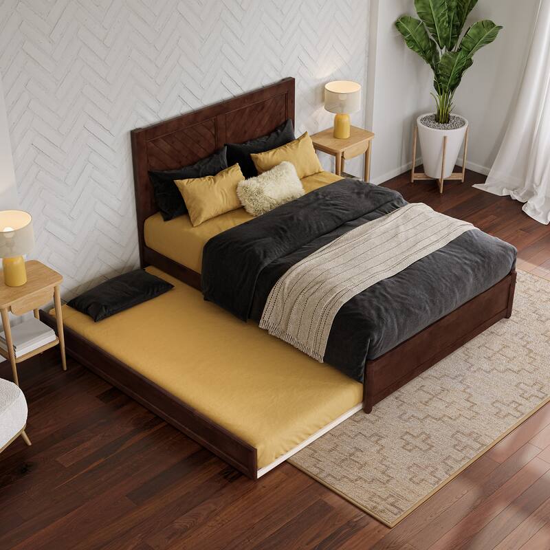 Clayton Platform Bed with Panel Footboard and Twin Trundle