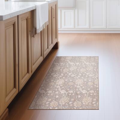 My Magic Carpet Machine Washable Rug Kalini Floral Natural