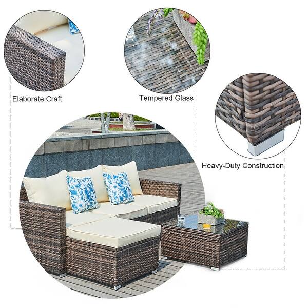 Resin Wicker Outdoor 3-piece Sectional Sofa