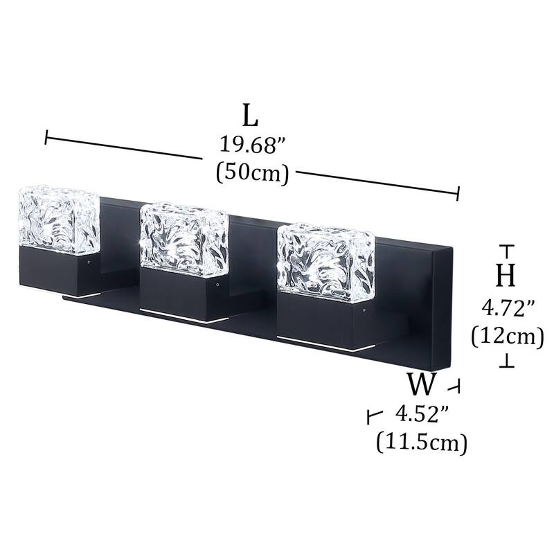 Modern Black Textured Glass LED Bathroom Vanity Light