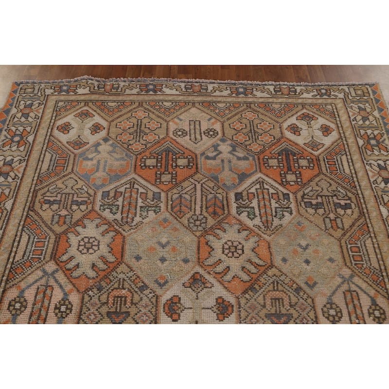 Orange Bakhtiari Persian Vintage Area Rug Handmade Wool Carpet - 6'4" x 9'3"