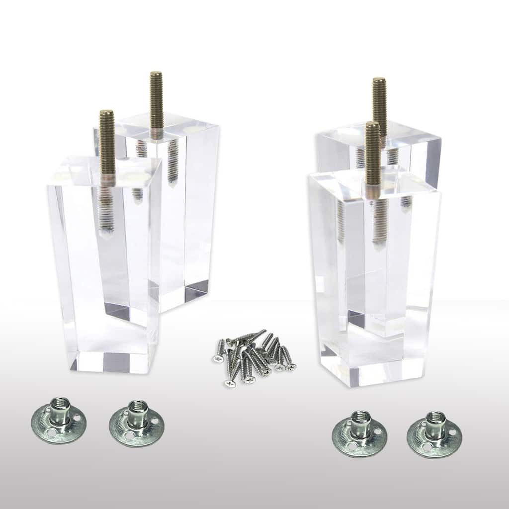 5-Inch Pyramid Acrylic Furniture Legs for Bed, Sofa, Couch, Chair ,Table, (Set of 4)