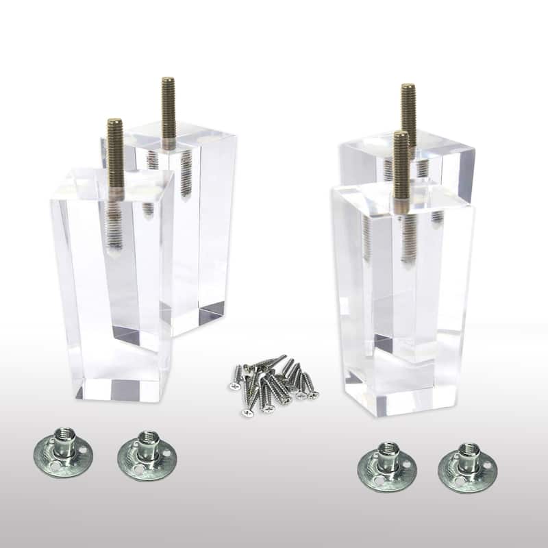 5-Inch Pyramid Acrylic Furniture Legs for Bed, Sofa, Couch, Chair ,Table, (Set of 4)