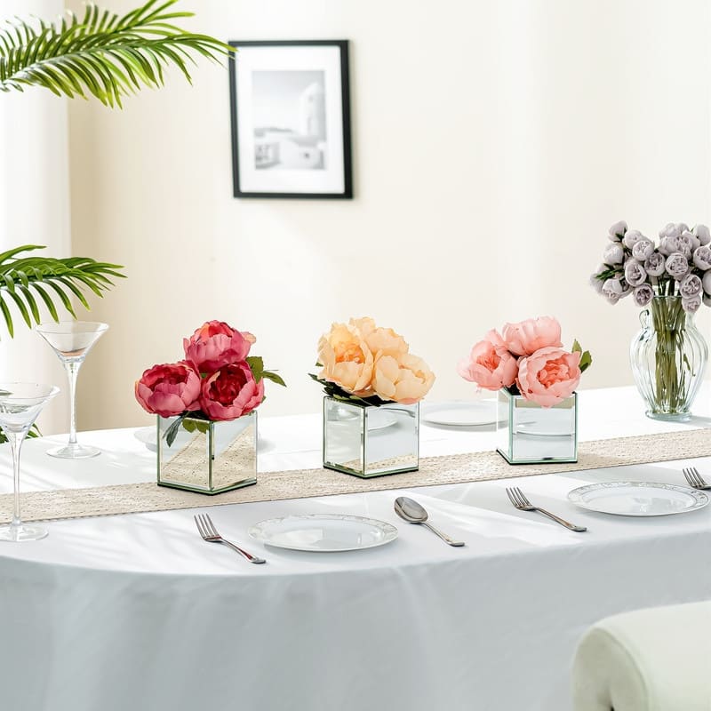 Modern Mirrored Square Vase (Set of 6)