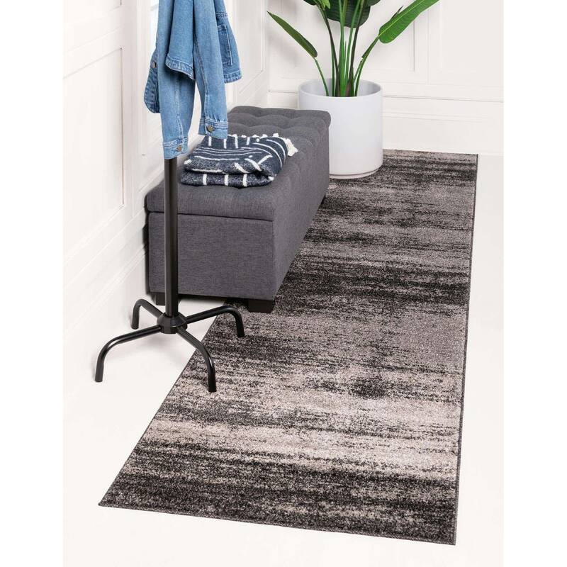 Contemporary Weby Collection Area Rug - 2'7"x10' - Dark Gray