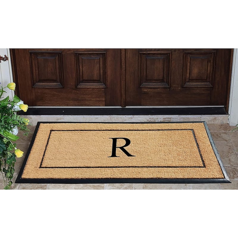 A1HC Natural Coir & Rubber Large Monogrammed Door Mat 30"x60"