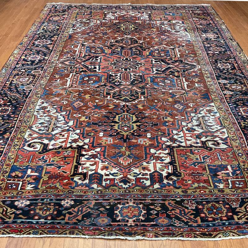 HERAT ORIENTAL Handmade 1920's Antique Heriz Wool Rug - 8'7" x 12'6"