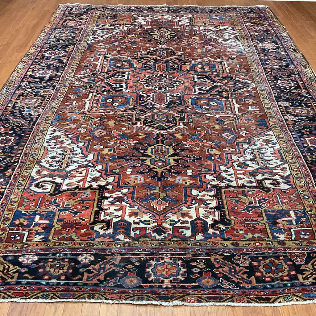 HERAT ORIENTAL Handmade 1920's Antique Heriz Wool Rug - 8'7" x 12'6"