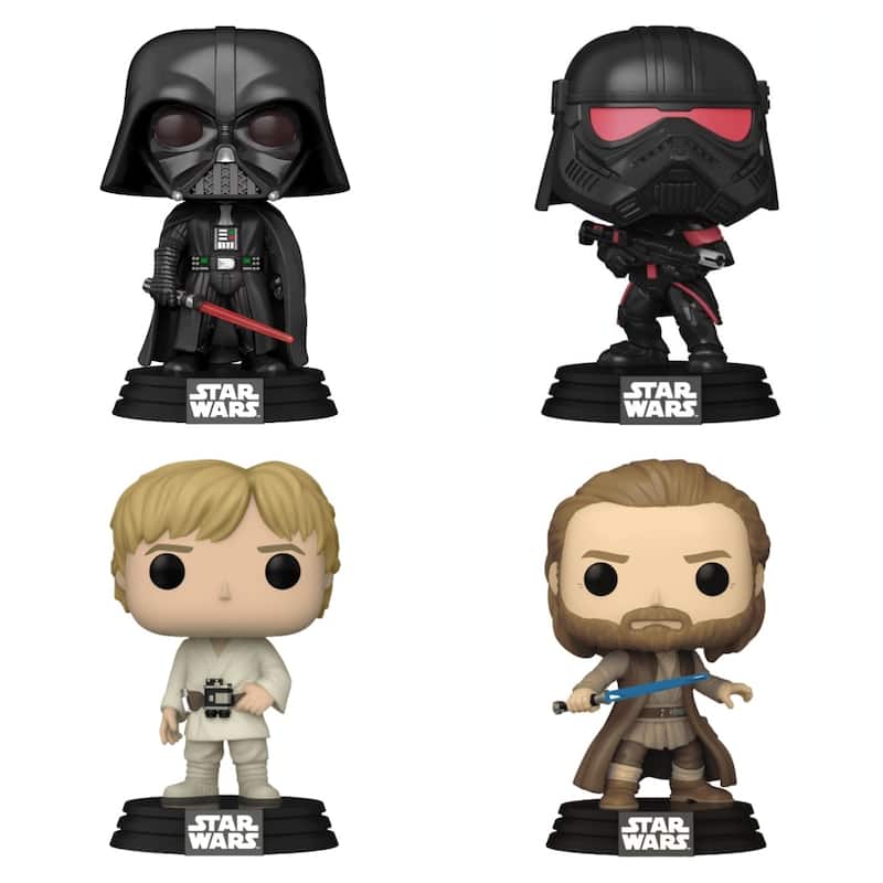 Funko Pop! 4 Pack Star Wars Bobble-Heads: Darth Vader, Purge Trooper, Luke Skywalker, Obi-Wan Kenobi #597, #632, #594, #629