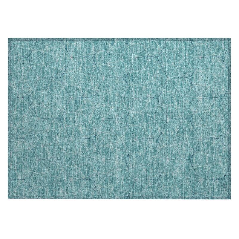 Machine Washable Indoor/ Outdoor Mosaic Geo Chantille Rug