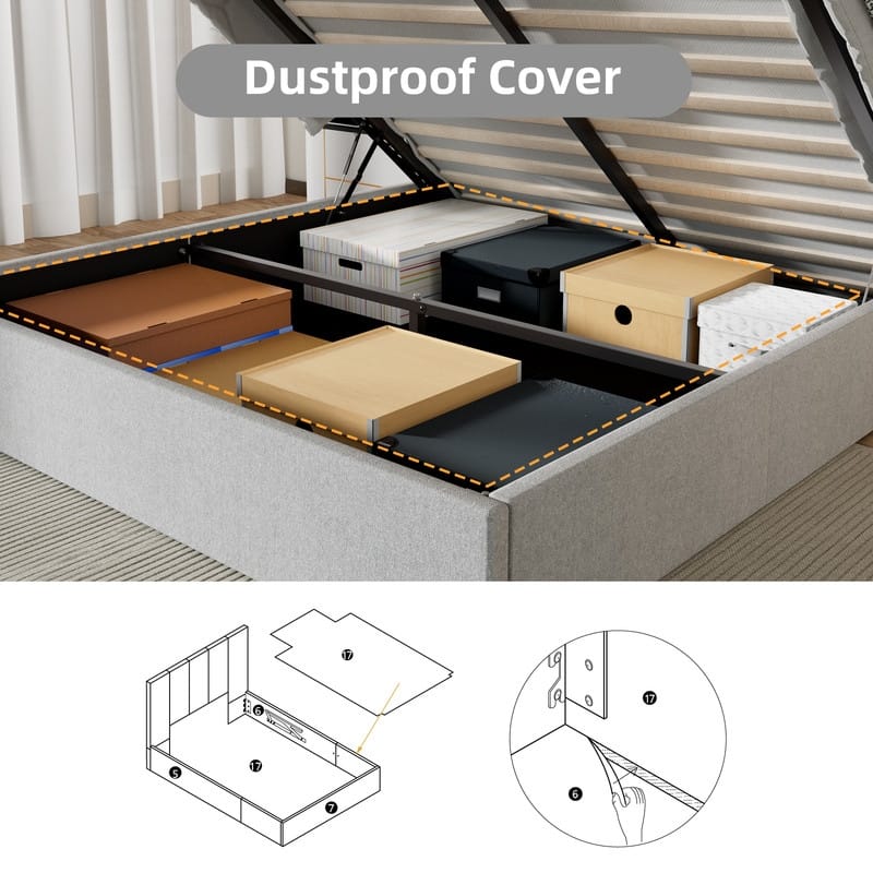 Full Size Lift-Up Storage Bed, White