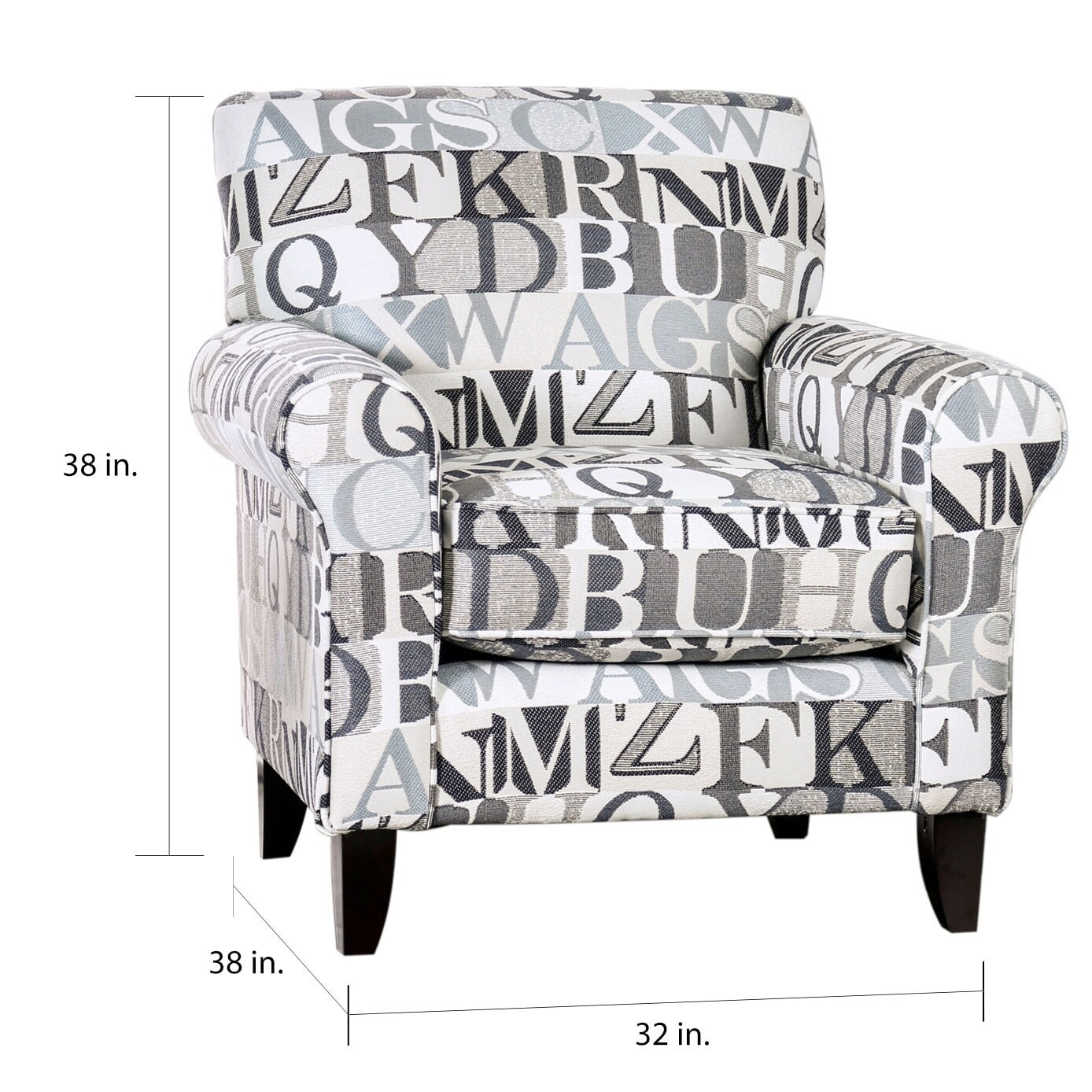 Dedoplist Contemporary Bluish Grey Fabric Upholstered Letter Chair 