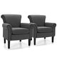 preview thumbnail 2 of 14, Costway Set of 2 Upholstered Fabric Accent Chairs w/ Rubber Wood Legs - 31.5'' x 31'' x 36'' Dark Gray