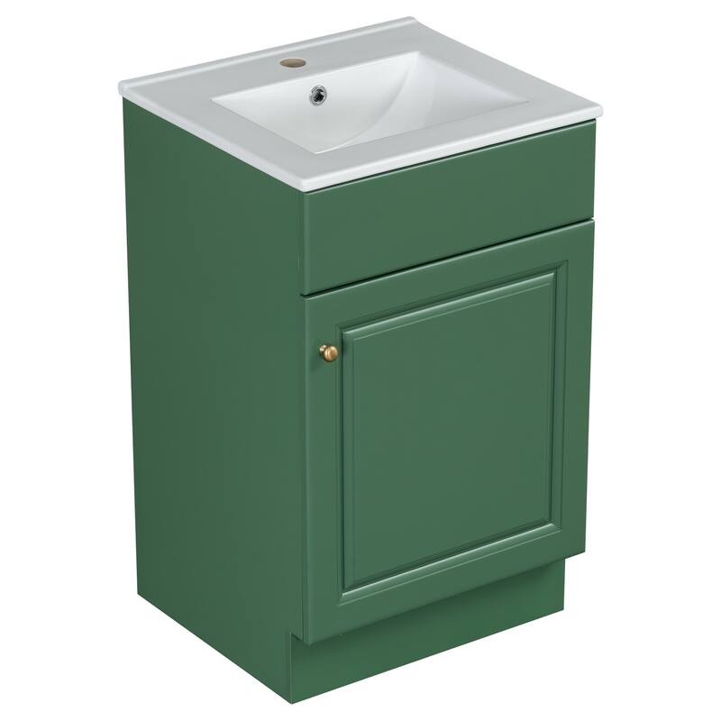 20" Bathroom Vanity with Sink, Storage Cabinet w/Soft Closing Doors and Drawers, Adjustable Shelf, Floor Freestanding Vanities