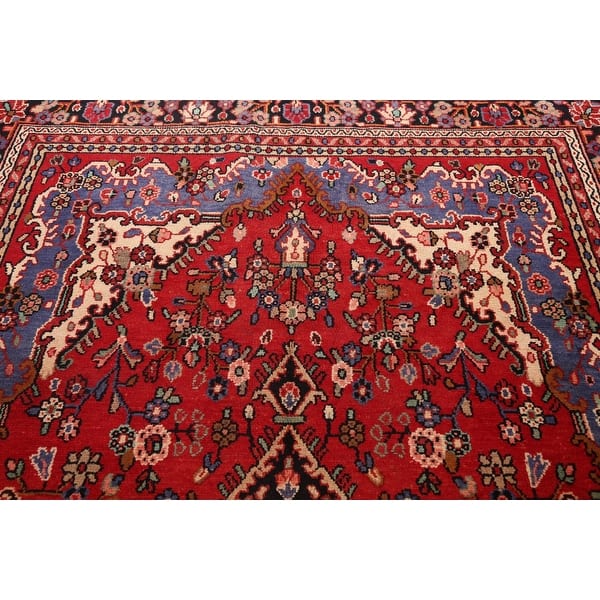 Floral Hamedan Persian Red Living Room Area Rug Wool Hand Knotted 6 7 X 9 8 On Sale Overstock 31502011