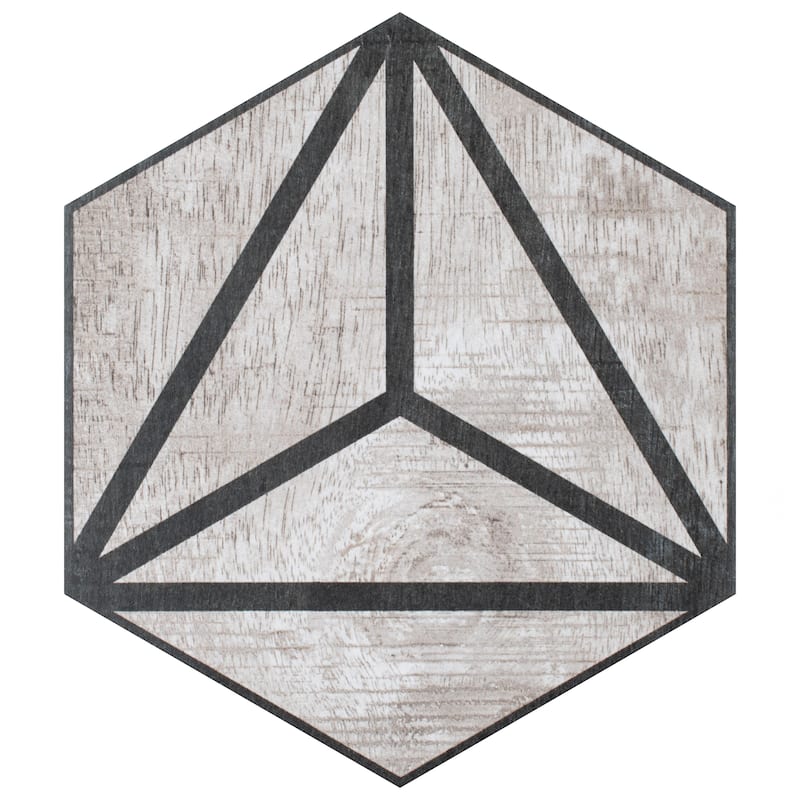 Merola Tile Sawnwood Tribeka Hex Grey 8-5/8" x 9-7/8" Porcelain Floor and Wall Tile