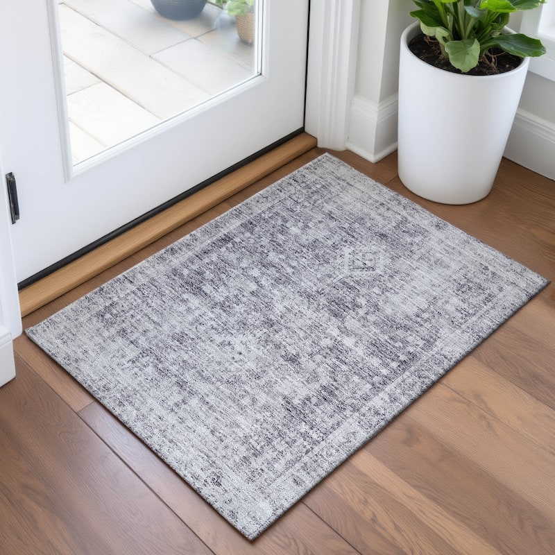 Premium Washable Super Soft Vintage Traditional Mayfield Rug - Plum - 1'8" x 2'6"