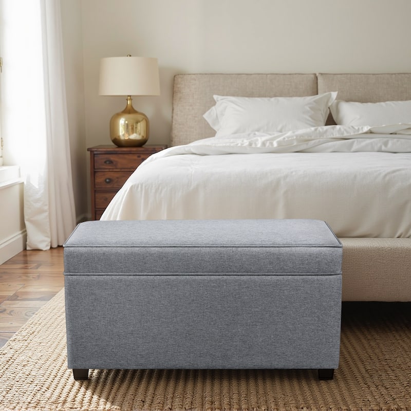 Adeco Linen Storage Ottoman Bench for Entryway or Bedroom