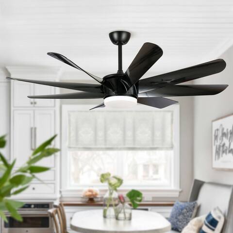 60" Black ABS 8-Blade Windmill LED Ceiling Fan with Remote