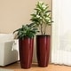 preview thumbnail 19 of 47, Glitzhome 30"H Set of 2 Oversized Gradient Cobalt Blue/Turquoise/Red Tall Plastic Planter