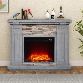 48" Freestanding Electric Fireplace with Remote Control
