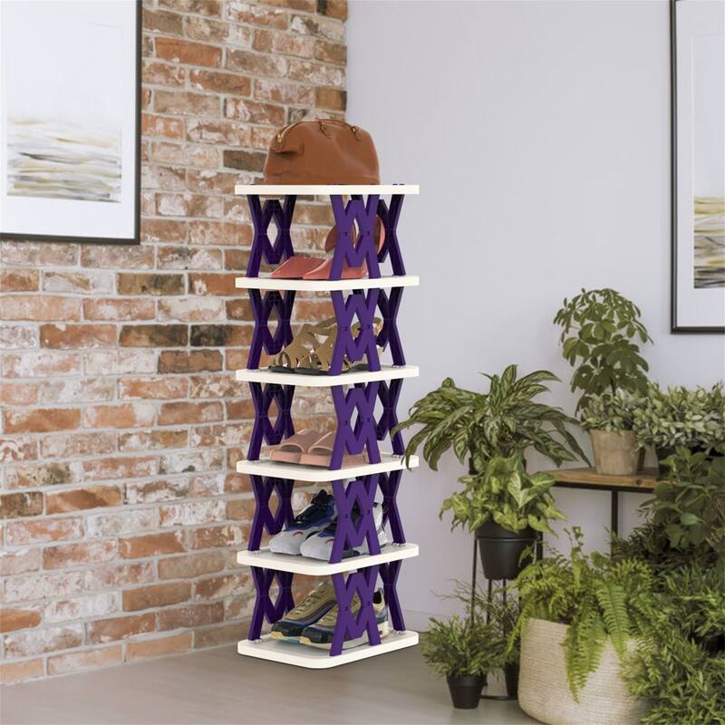 6 Tier Foldable Shoe Rack Vertical Shoe Organizer Narrow Shoe Rack