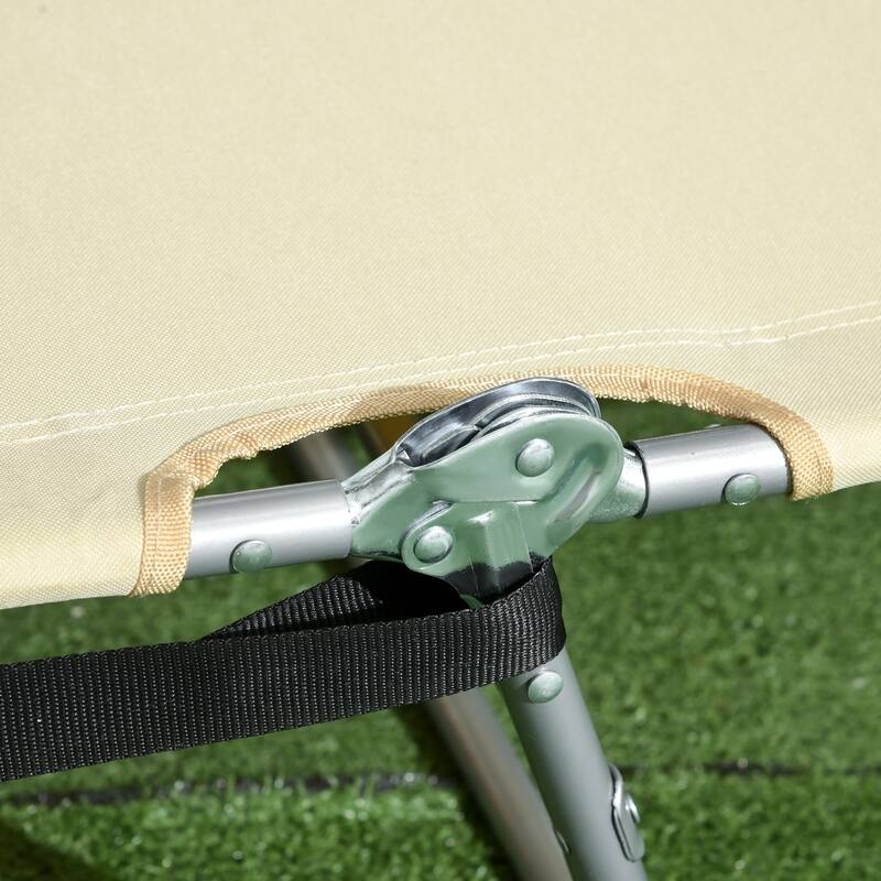 Folding sun loungers with face holes, arm slots and side pockets