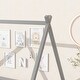 preview thumbnail 5 of 7, Grey Full Size Pine Tent-shaped Floor Bed with Guardrails & Door