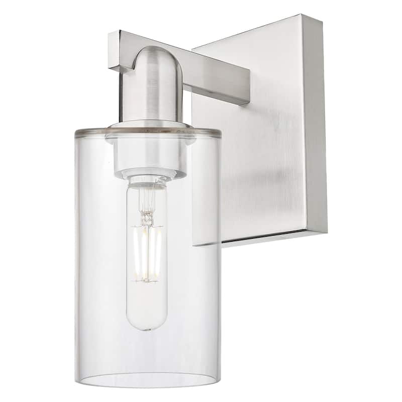 Innovations Lighting 716-1W-11-5 Clymer Sconce Clymer 11" Tall Wall - Brushed Satin Nickel / Clear