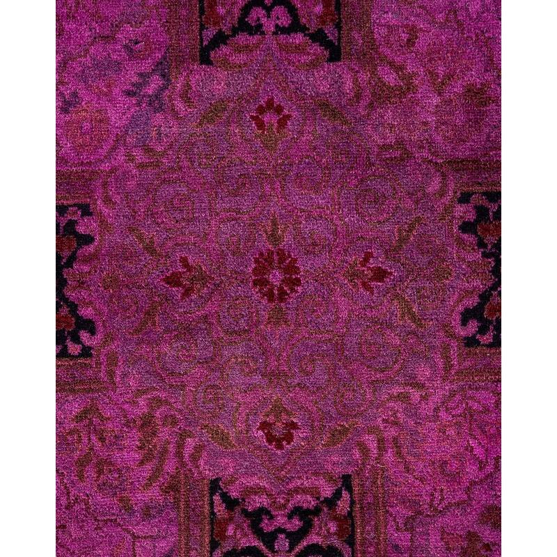 Overton Hand Knotted Wool Vintage Inspired Modern Contemporary Overdyed Pink Area Rug - 10' 3" x 11' 3"