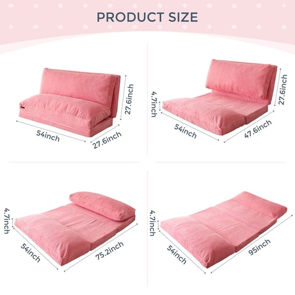 dimension image slide 7 of 31, Corduroy Bean Bag Folding Sofa Bed