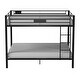 preview thumbnail 5 of 6, Black Queen over Queen Size Metal Bunk Bed with Ladder and Fence