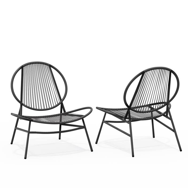 4-Piece or 2-Piece PE Rattan Patio Conversation Set - 2-piece - Black