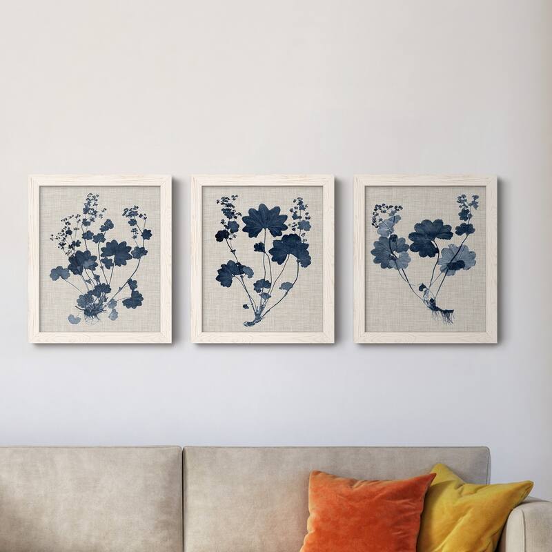 Navy & Linen Leaves II-Premium Framed Canvas - Ready to Hang - Multi-Color