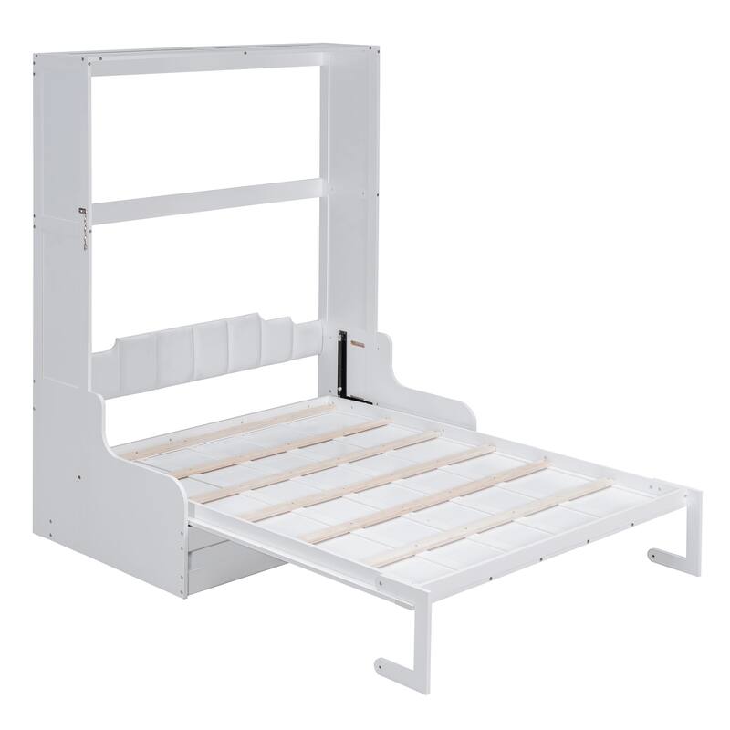 Queen Size Murphy Wall Bed with Foldable Cushion & Space-Saving Design