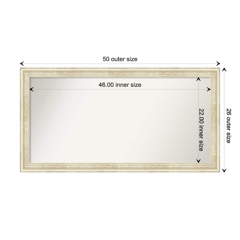 Country White Wash Framed Non-Beveled Custom Wall Mirror, Bathroom Vanity Mirror - Outer Size: 50.5 x 26.5