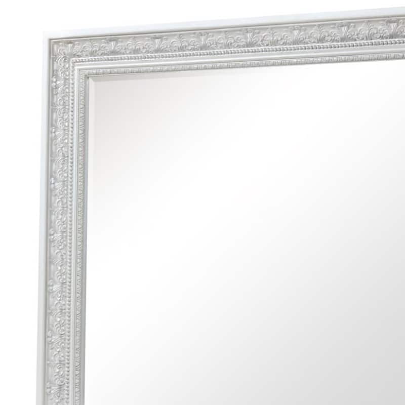 Miamy Dresser Mirror, 44 Inch Cream White Wood Frame, Bevelled Edge - Creamy White, Silver